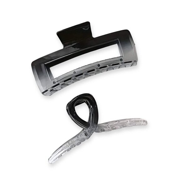 BLACK AND WHITE GRADIENT XL CLAW CLIPS (BLACK OMBRE) - Picture 1 of 3